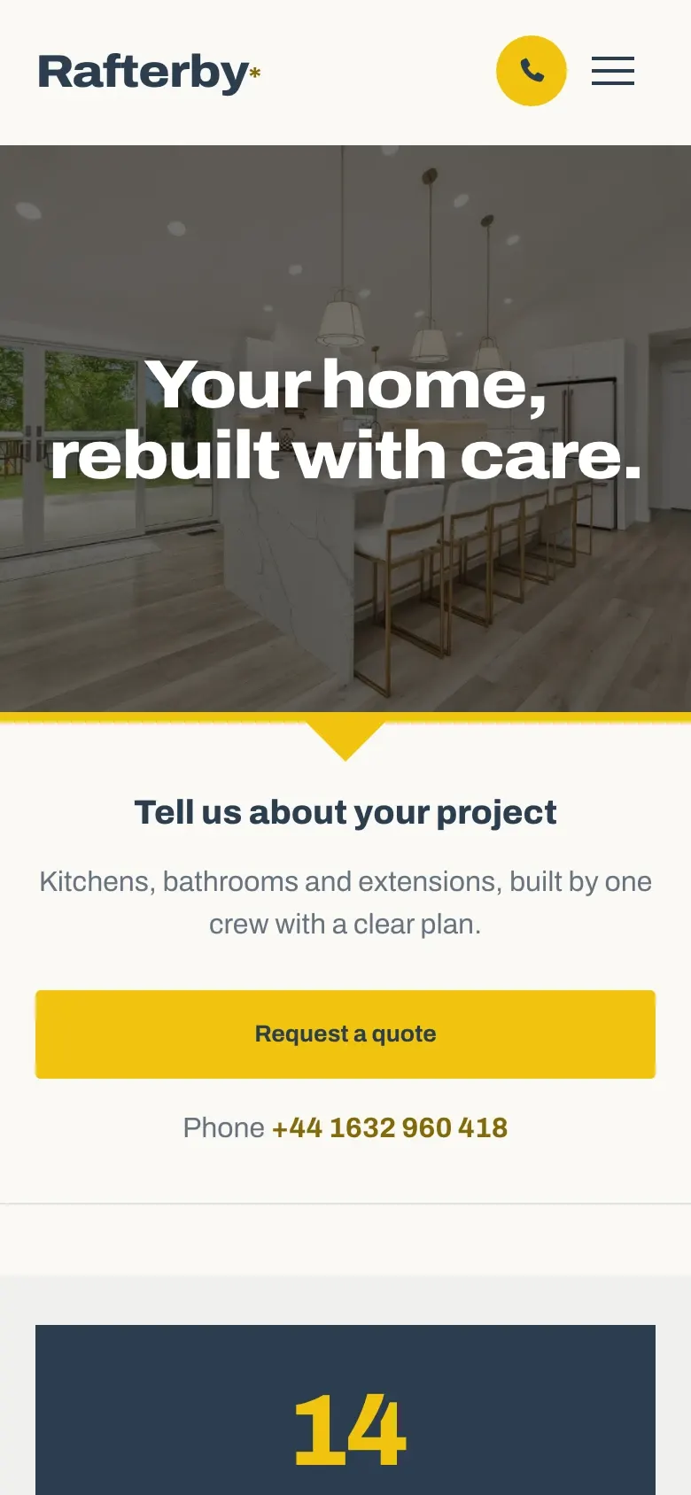Rafterby renovation template on a phone