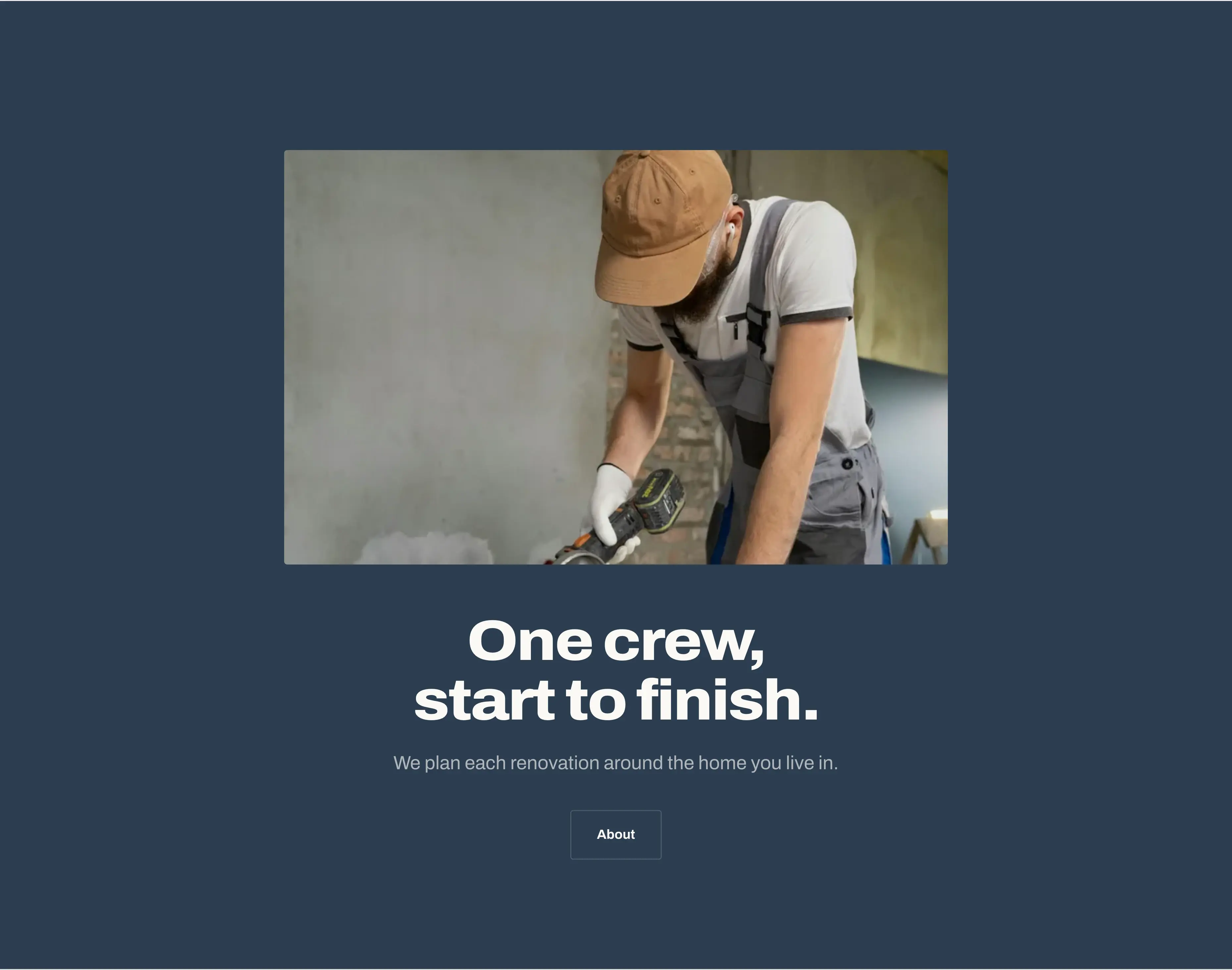 Rafterby template, About section (“One crew, start to finish.”)