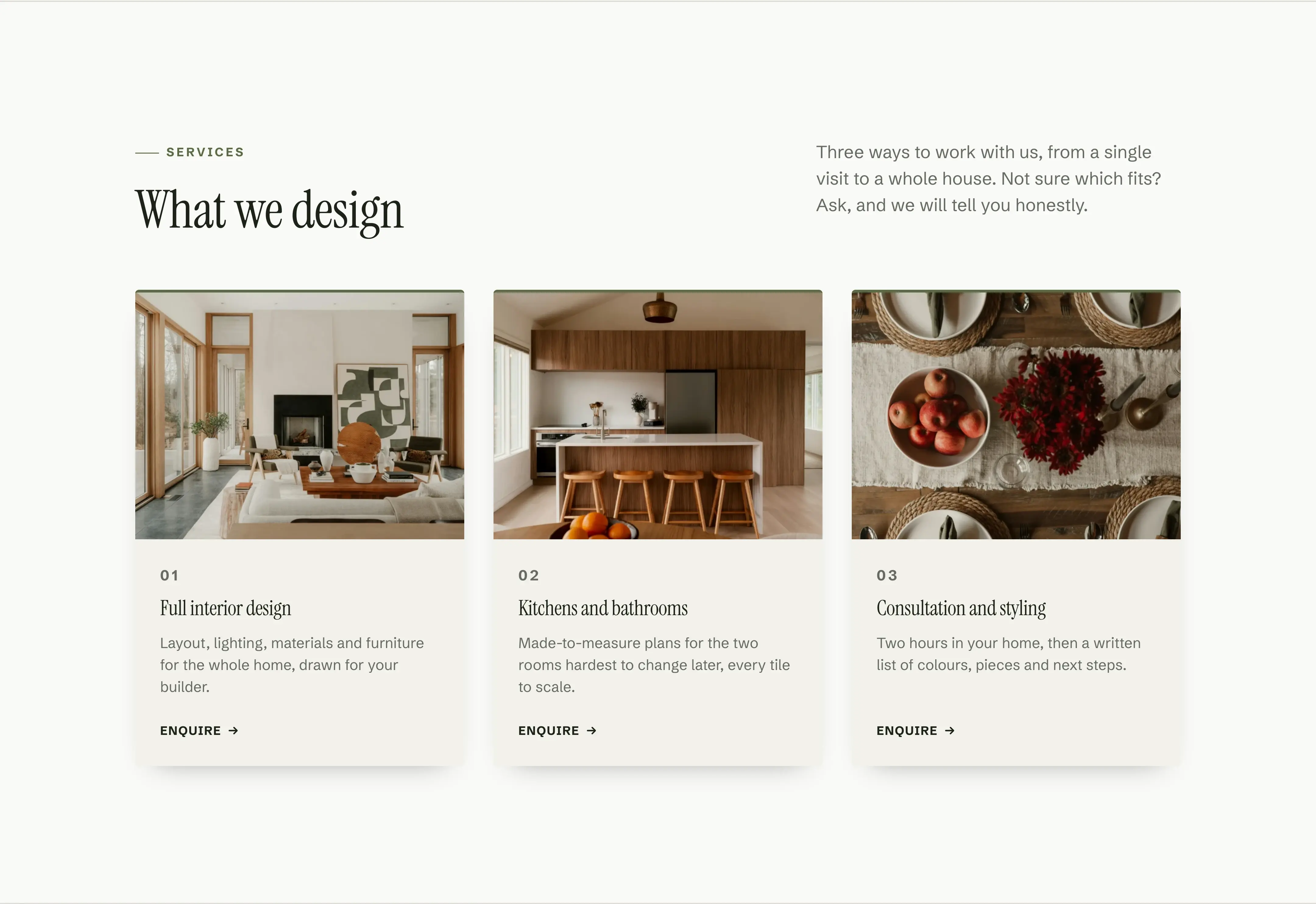 Oakhollow template, Services section (“What we design”)