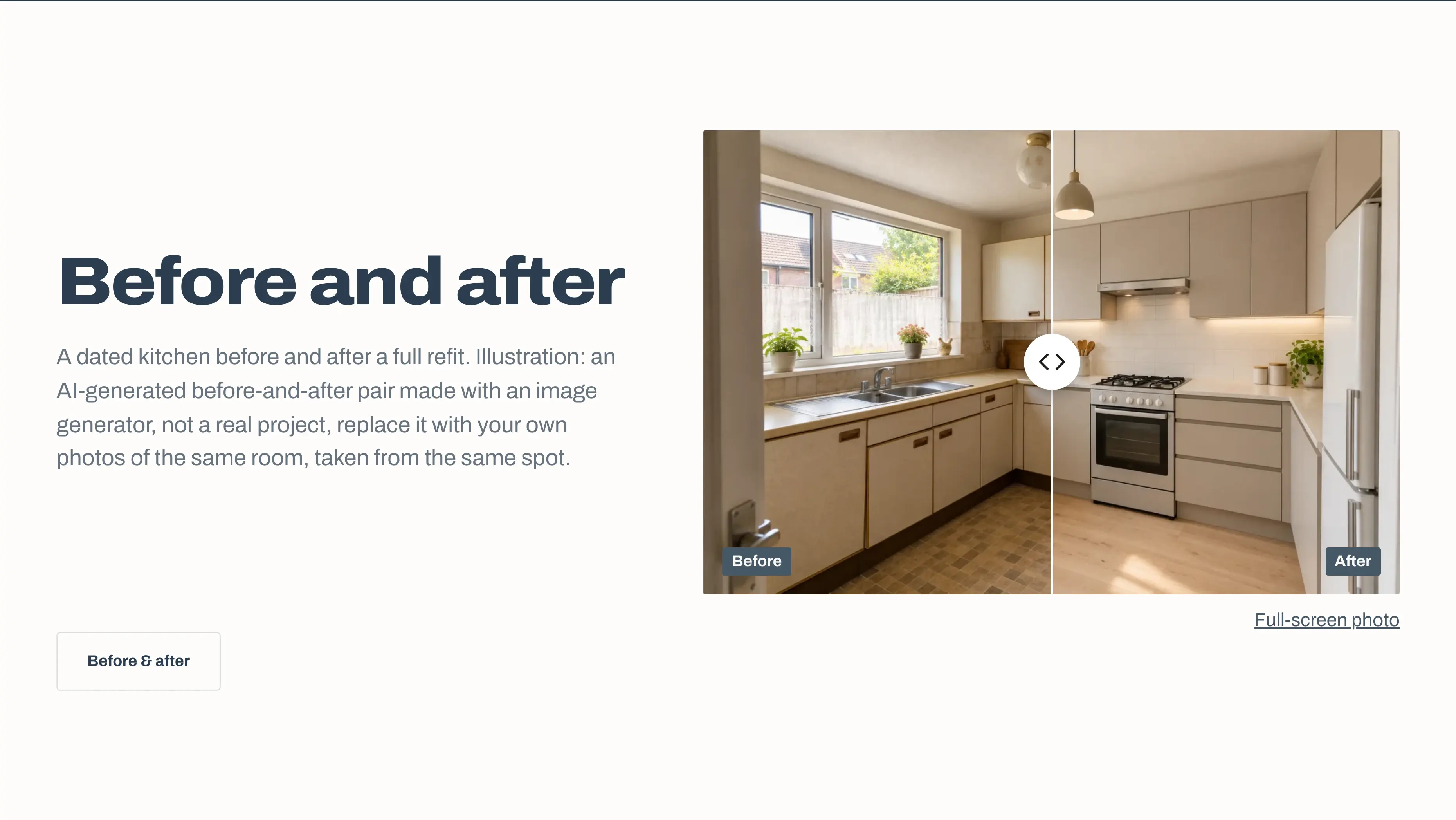 Rafterby template, Before and after section (“Before and after”)