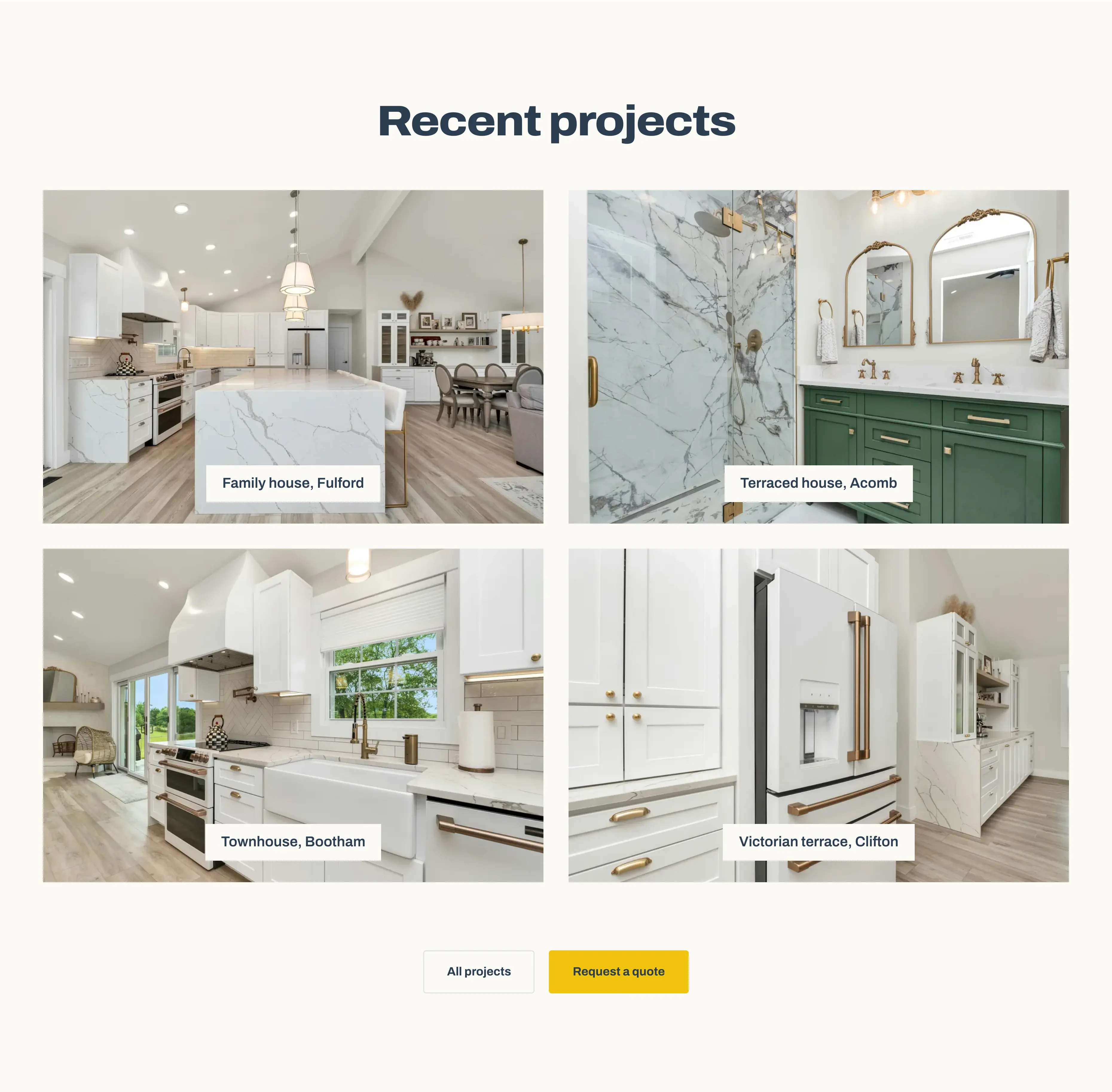 Rafterby template, Projects section (“Recent projects”)