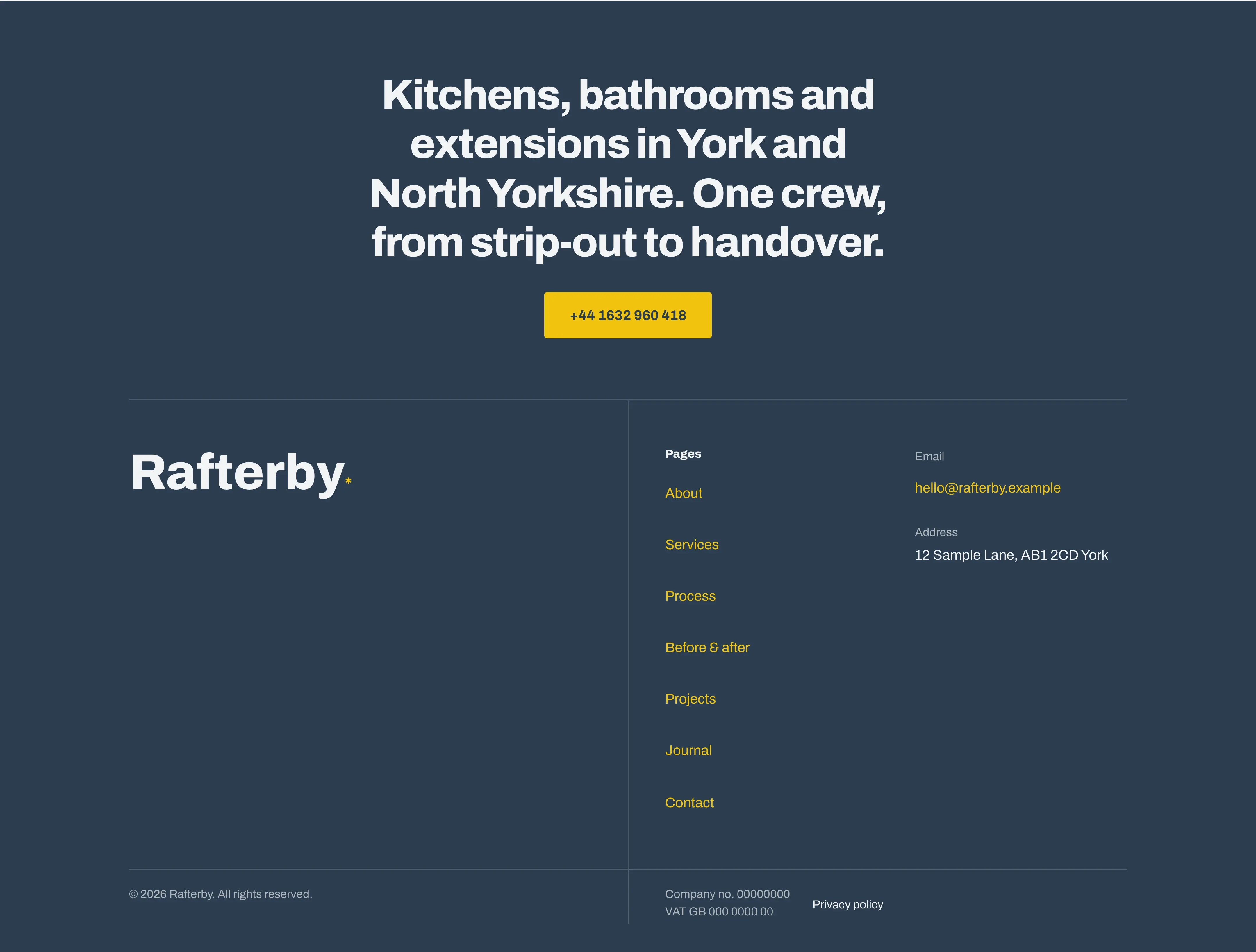 Rafterby template, Footer section