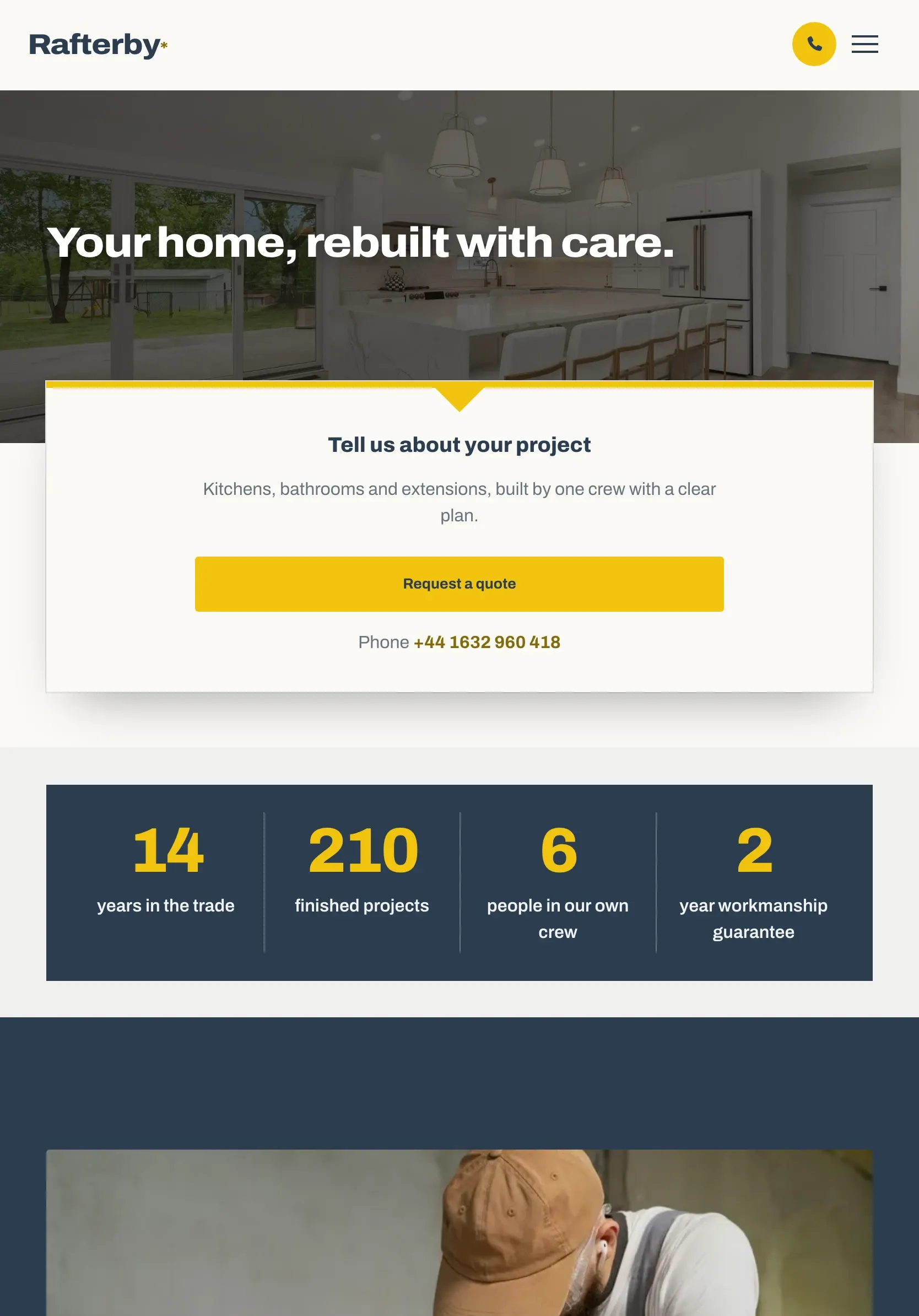 Rafterby renovation template on a tablet